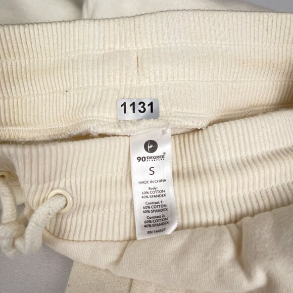 90 Degree Cream Jogger Sweatpants Workout Gym Stretch Drawstring Waist Women S - Picture 8 of 13
